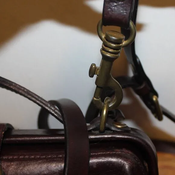 OLD TREND Vintage Leather Framed Satchel Handbag Crossbody Bag - Picture 5 of 11